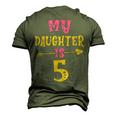 Hearts 5Th Bday For Daughter From Mom Dad Men's 3D T-Shirt Back Print Army Green