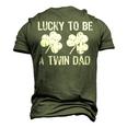 Lucky To Be A Twin Dad St Patricks Day Men's 3D T-Shirt Back Print Army Green