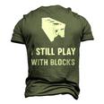 Mechanic I Still Play With Blocks Engine Block Men's 3D T-Shirt Back Print Army Green