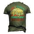 Pops Like A Grandpa Only Cooler Vintage Dad Fathers Day Men's 3D T-Shirt Back Print Army Green
