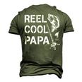 Reel Cool Papa Fishing Dad Fathers Day Fisherman Fish Men's 3D T-Shirt Back Print Army Green