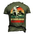 Retro Bonus Dadsaurus Rex Bonus Dad Saurus Dinosaur Men's 3D T-Shirt Back Print Army Green
