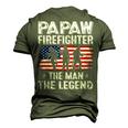 Retro Us Flag Fathers Day Papaw Firefighter The Legend Men's 3D T-shirt Back Print Army Green