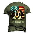 Saint Bernard Dad American Flag 4Th Of July Dog Fathers Day Men's 3D T-Shirt Back Print Army Green