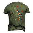 Step Dad Saurus Autism Awareness Day Autistic Dinosaur Men's 3D T-Shirt Back Print Army Green