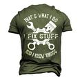 Thats What I Do I Fix Stuff And I Know Things Mechanic Dad Men's 3D T-Shirt Back Print Army Green
