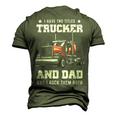 Trucker And Dad Quote Semi Truck Driver Mechanic Men's 3D T-Shirt Back Print Army Green
