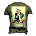 Uncle Sam I Want You For Us Army Vintage Poster Men's 3D T-Shirt Back Print Army Green