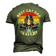 Vintage Best Cat Dad Ever Cat Riding Motorcycle Fathers Day Men's 3D T-shirt Back Print Army Green