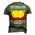 Vintage Softball Dad Like A Baseball Dad Us Flag Fathers Day Men's 3D T-Shirt Back Print Army Green