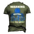 Warning Volleyball Dad Will Yell Loudly Father Men's 3D T-Shirt Back Print Army Green