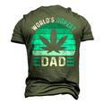 Worlds Dopest Dad Cannabis Marijuana Weed Fathers Day Men's 3D T-Shirt Back Print Army Green