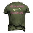 Yes Im A Chick Yes I Fix Cars Lady Girl Mechanic Men's 3D T-Shirt Back Print Army Green