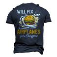 Aircraft Mechanic Fix Airplanes Burger Men's 3D T-Shirt Back Print Navy Blue
