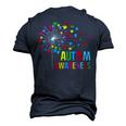 Autism Awareness Dandelion Puzzle Piece Dad Mom Autistic Men's 3D T-Shirt Back Print Navy Blue