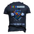 Autism Warrior Fighting For My Son Autism Mom Dad Parents Men's 3D T-Shirt Back Print Navy Blue