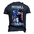 Best Pitbull Dad Ever American Flag 4Th Of July Men's 3D T-shirt Back Print Navy Blue