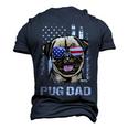 Best Pug Dad Ever American Flag Dog Lover Men's 3D T-shirt Back Print Navy Blue