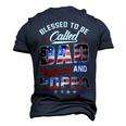 Blessed To Be Called Dad And Poppa Fathers Day America Flag Men's 3D T-Shirt Back Print Navy Blue