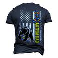 Dad Autism Awareness American Flag Autism Dad Daddy Men's 3D T-Shirt Back Print Navy Blue