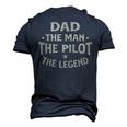 Dad The Man The Pilot The Legend Airlines Airplane Lover Men's 3D T-shirt Back Print Navy Blue
