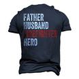 Father Husband Firefighter Hero Dad Fireman Men's 3D T-Shirt Back Print Navy Blue