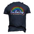 Free Dad Hugs Rainbow Flag Gay Lgbt Pride Month Daddy Men's 3D T-shirt Back Print Navy Blue