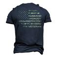 Husband Daddy Protector Hero Veteran Usa Flag Camouflage Dad Men's 3D T-Shirt Back Print Navy Blue