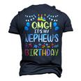 Omg Its My Nephews Birthday Happy To Me You Uncle Aunt Men's 3D T-Shirt Back Print Navy Blue