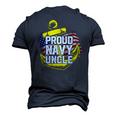 Proud Navy Uncle American Flag Anchor Gold Men's 3D T-Shirt Back Print Navy Blue