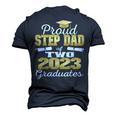 Proud Step Dad Of Two 2023 Graduate Class 2023 Graduation Men's 3D T-Shirt Back Print Navy Blue
