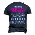 Proud Wife Of Freaking Awesome Auto Mechanic Wife Men's 3D T-Shirt Back Print Navy Blue