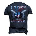 I Teach My Kids To Hit And Steal Baseball Dad American Flag Men's 3D T-Shirt Back Print Navy Blue