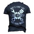 Thats What I Do I Fix Stuff And I Know Things Mechanic Dad Men's 3D T-Shirt Back Print Navy Blue