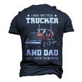 Trucker And Dad Quote Semi Truck Driver Mechanic Men's 3D T-Shirt Back Print Navy Blue