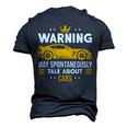 Warning May Spontaneously Start Talking About Cars Mechanic Men's 3D T-Shirt Back Print Navy Blue