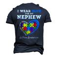 I Wear Blue For My Nephew Autism Awareness Uncle Aunt Puzzle Men's 3D T-Shirt Back Print Navy Blue