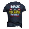 Her Wedding Anniversary I Kissed A Mechanic I Like It Men's 3D T-Shirt Back Print Navy Blue
