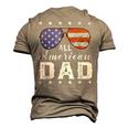 All American Dad 4Th Of July Usa America Flag Sunglasses Men's 3D T-Shirt Back Print Khaki