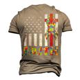 Autism Awareness Faith Cross Autistic Usa Flag For Dad Mens Men's 3D T-Shirt Back Print Khaki