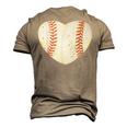 Baseball Heart Cute Mom Dad Softball Sports Day Men's 3D T-Shirt Back Print Khaki