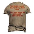 Beer Drinking Manly Dad Husband Whisky Joke Alcohol Men's 3D T-Shirt Back Print Khaki