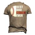 Best Dad Coach Ever Baseball Fathers Day Baseball Dad Coach Men's 3D T-shirt Back Print Khaki