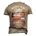 Blessed To Be Called Dad And Poppa Fathers Day America Flag Men's 3D T-Shirt Back Print Khaki