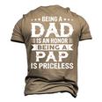 Being A Dad Is An Honor Being A Pap Is Priceless Men's 3D T-Shirt Back Print Khaki