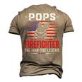 Distressed American Flag Pops Firefighter The Legend Retro Men's 3D T-shirt Back Print Khaki