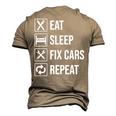 Eat Sleep Fix Cars Auto Mechanic Mechanic Men's 3D T-Shirt Back Print Khaki