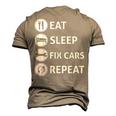 Eat Sleep Fix Cars Repeat Auto Mechanic Men's 3D T-Shirt Back Print Khaki