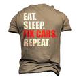 Eat Sleep Fix Cars Repeat For Car Mechanics & Fans Men's 3D T-Shirt Back Print Khaki
