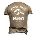 First Time Daddy New Dad Est 2023 Fathers Day T Men's 3D T-Shirt Back Print Khaki